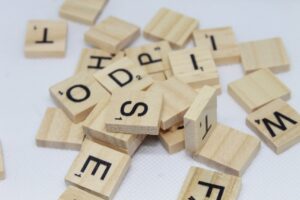 Pile of Scrabble letter tiles