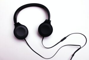 Pair of headphones on a white background
